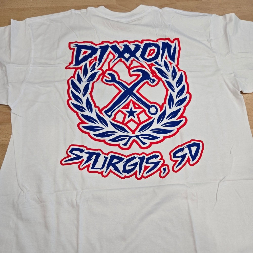 Dixxon Sturgis SD Mens White Sketchy Crest Graphic T Shirt Large